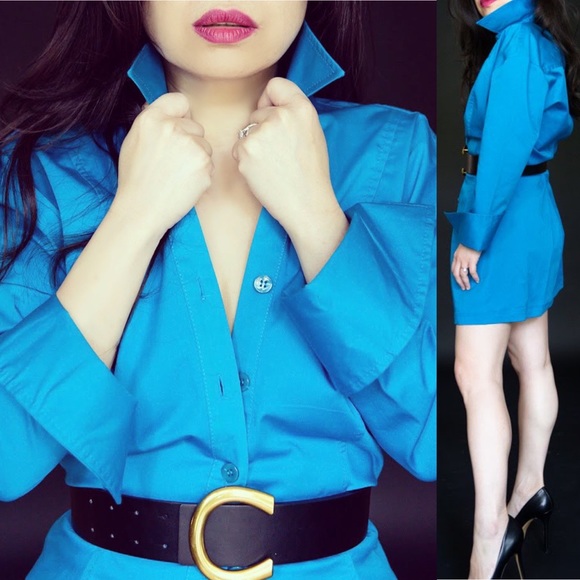 Zara Dresses & Skirts - *Stunning Zara electric blue shirt dress